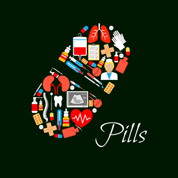 Ιατρική χάπι διάνυσμα αφίσα των φαρμάκων - Διάνυσμα, εικόνα