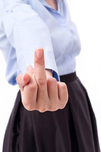 середній палець грубий жест по руці жінки
 - Фото, зображення