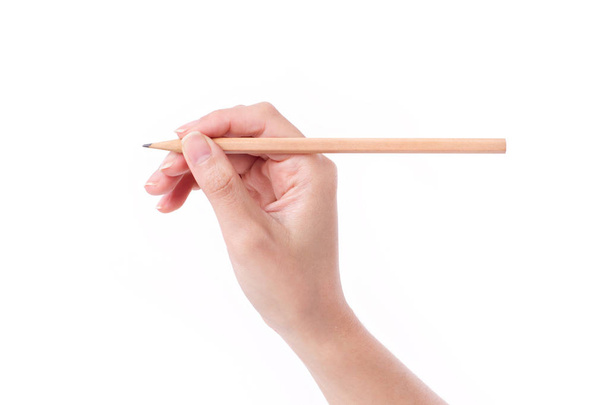 Женщина держит карандаш, пишет, рисует, указывает
 - Фото, изображение