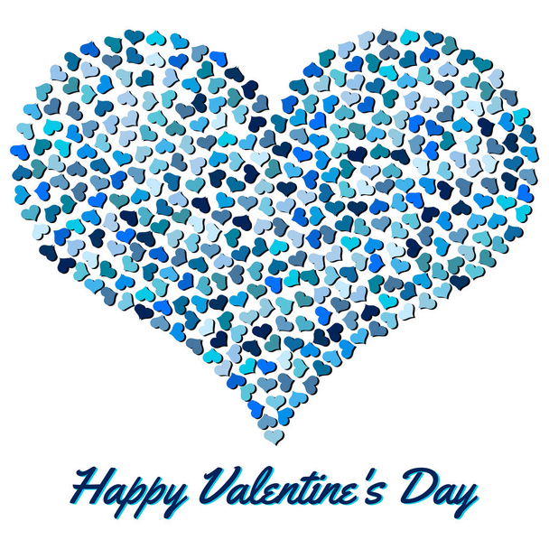 Голубое сердце от маленьких сердец. День святого Валентина фон с сердцем на белом фоне
 - Вектор,изображение