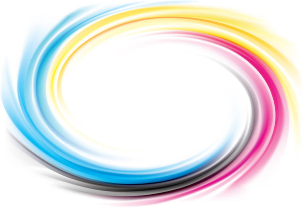 Векторний вихровий фон процесу друку основних кольорів: CMYK
 - Вектор, зображення