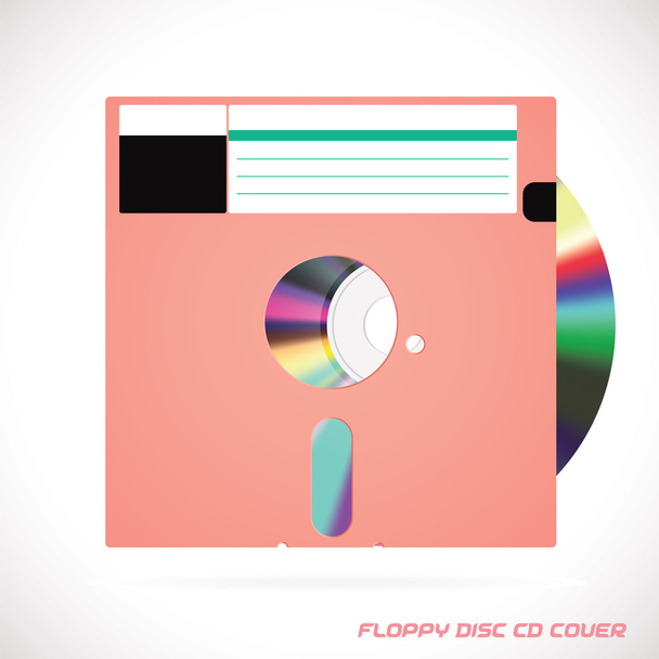 Old Fashion Floppy Disc Compact Disc, DVD, CD, CD-RW, DVD-RW Drive Cover Vector illustration, Icon, Symbol, Sticker - Вектор,изображение