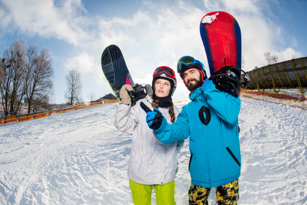 Férfi és nő, snowboard - Fotó, kép