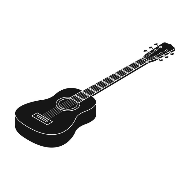 Acoustic guitar icon in black style isolated on white background. Musical instruments symbol stock vector illustration. - Вектор, зображення