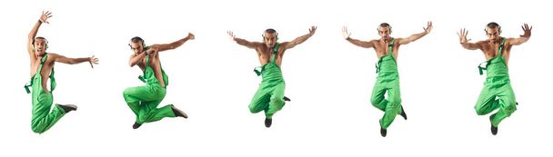 Construction worker jumping and dancing - Fotoğraf, Görsel
