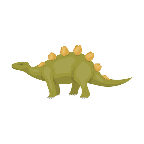 Dinosaur Stegosaurus icon in cartoon style isolated on white background. Dinosaurs and prehistoric symbol stock vector illustration. - Vector, Imagen