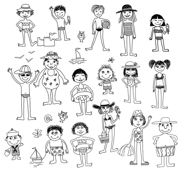 bocetos de la gente en la playa
 - Foto, imagen