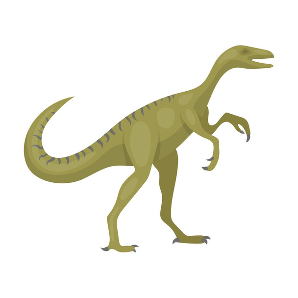 Dinosaur Gallimimus icon in cartoon style isolated on white background. Dinosaurs and prehistoric symbol stock vector illustration - Vektör, Görsel