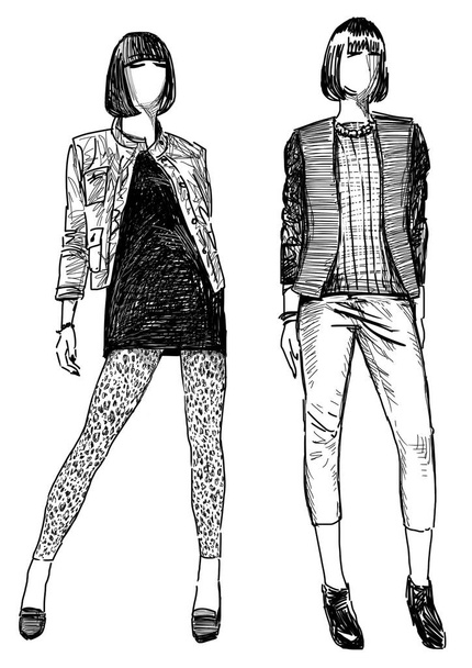 sketches of the stylish modern girl - Photo, Image