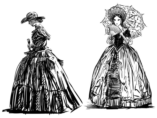 esquisses des dames du XIXe siècle
 - Photo, image