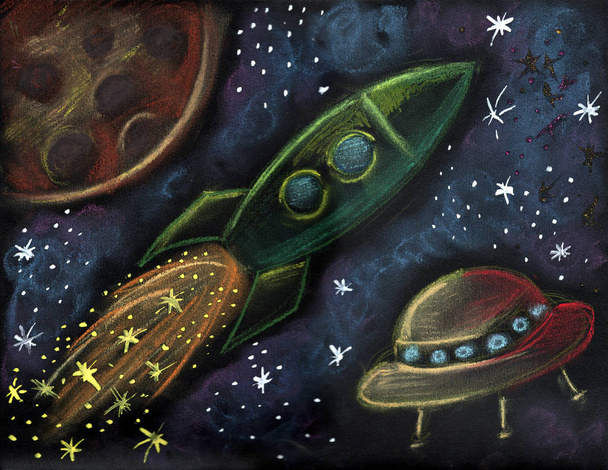 Cosmic scene illustration - Photo, Image