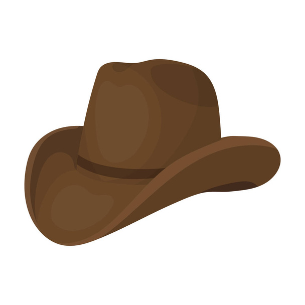 Cowboy hat icon in cartoon style isolated on white background. Rodeo symbol stock vector illustration. - Vektör, Görsel