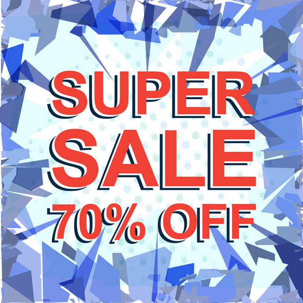 Κόκκινο ριγέ πώληση αφίσα με Super Sale 70 τοις εκατό Off κείμενο. Πανό διαφήμισης - Διάνυσμα, εικόνα