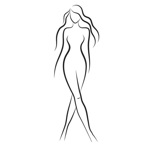 Silhouette of beautiful nude woman vector - Vetor, Imagem