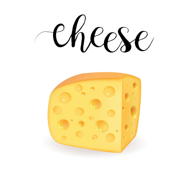 Cheese with holes realistic vector illustration - Vector, Imagen
