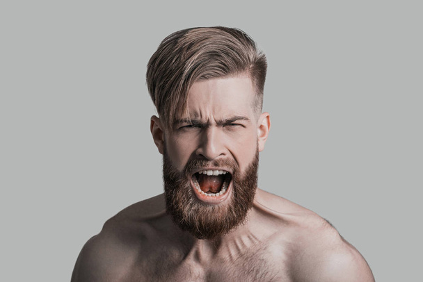 furious masculinity man with beard - Фото, изображение