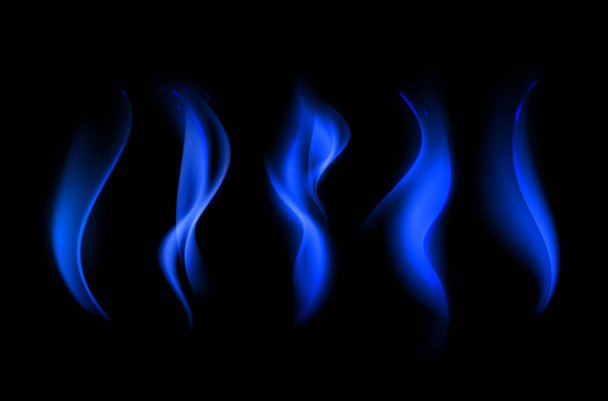 バック グラウンドの異なる青い炎のセット - ベクター画像