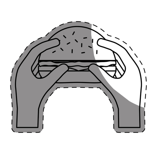 hamburger v ruce obrázek ikony - Vektor, obrázek