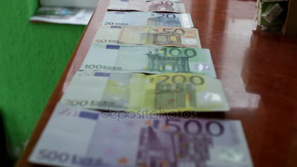 Európai valuta jegyzetek, pénz, készpénz - Felvétel, videó