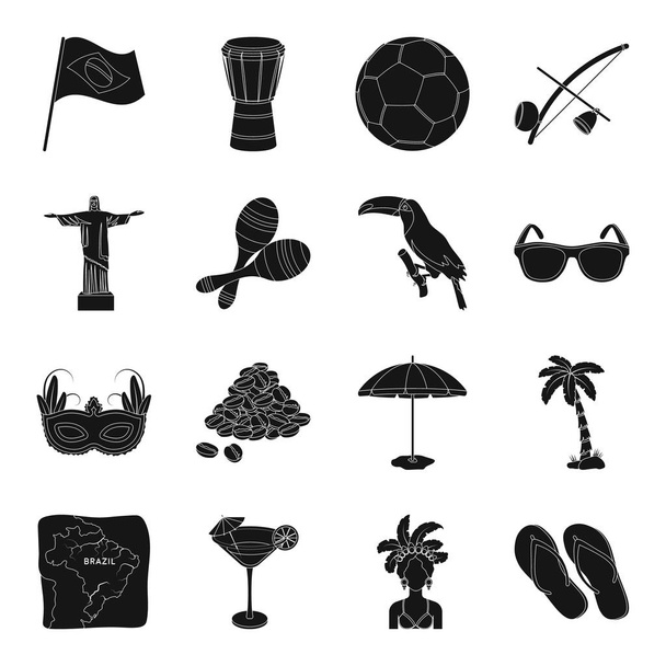 Brazil country set icons in black style. Big collection of Brazil country vector symbol stock illustration - Вектор, зображення