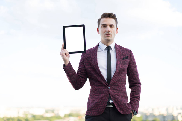 man with a tablet - Photo, Image