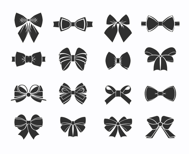 Black Decorative Bows Icons Set - Vector, afbeelding