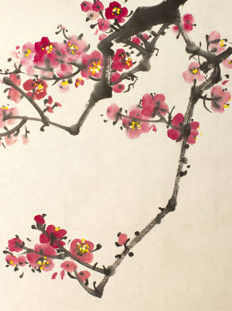 blossoming branch of plum - Zdjęcie, obraz