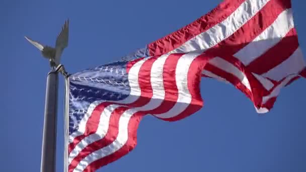 Video van de Verenigde Staten vlag zwaaien in de wind in 4k - Video