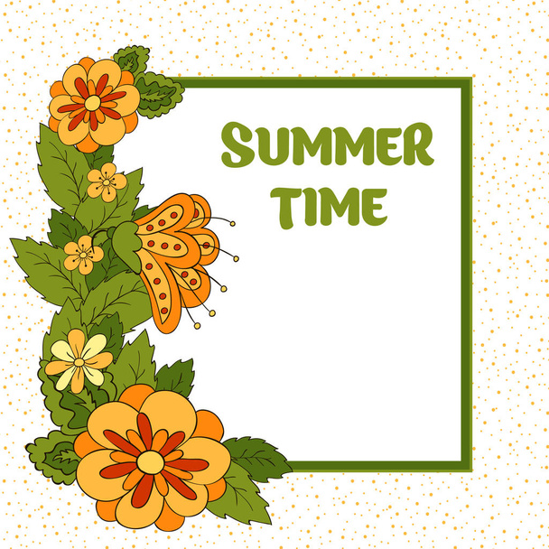 Summer postcard, cover, bright background for inscriptions. Summer - Vector, imagen