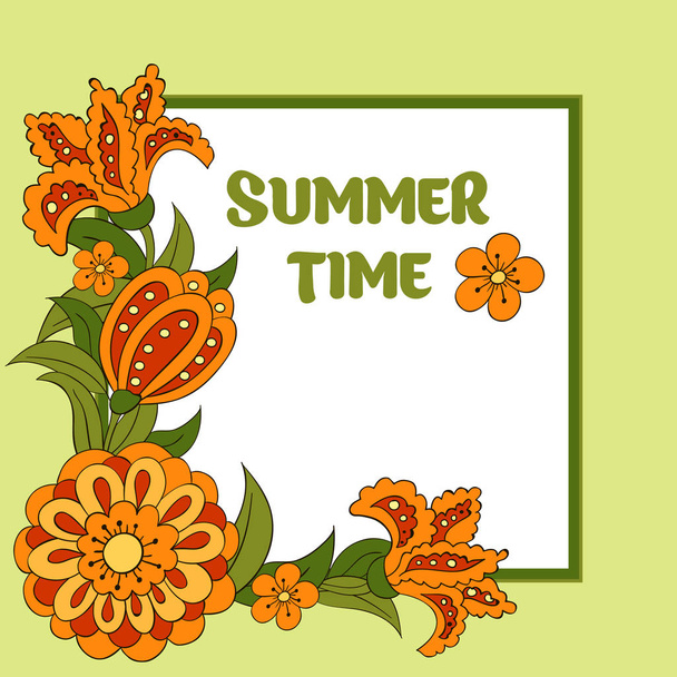 Summer postcard, cover, bright background for inscriptions. Summer - Vektori, kuva
