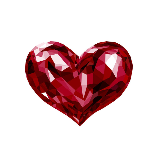 Lowpoly 赤い水晶ハート バレンタイン ベクトル  - ベクター画像