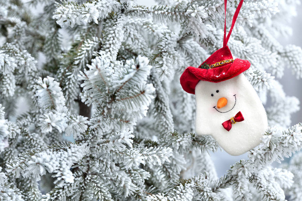 Naturtanne und Tanne mit Frostweihnachtsdekor überzogen - Foto, Bild