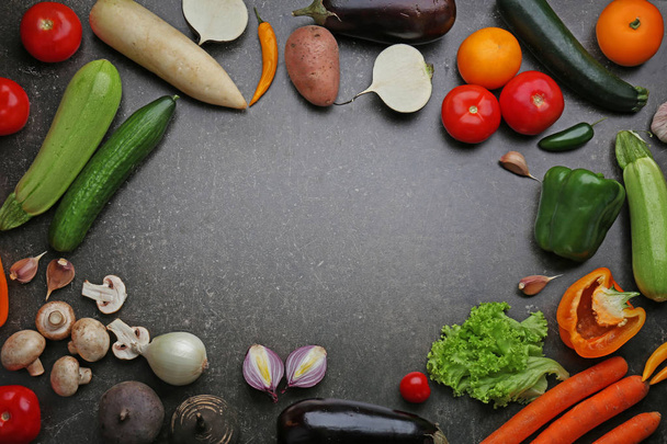 Fresh vegetables on gray background  - Photo, image