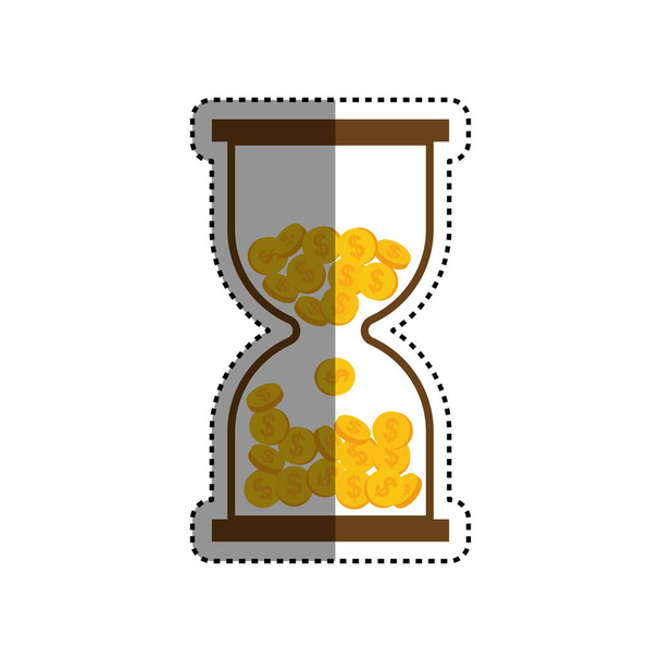 Ampulheta com moedas
 - Vetor, Imagem