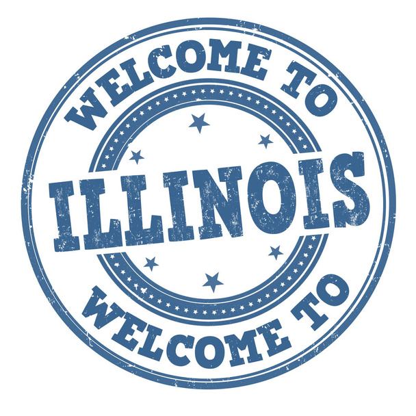 Bem-vindo ao Illinois assinar ou carimbar
 - Vetor, Imagem