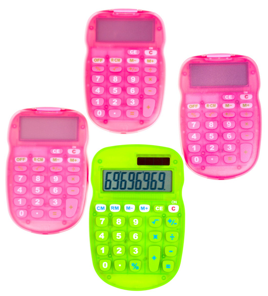 rosa und grüne Taschenrechner - Foto, Bild