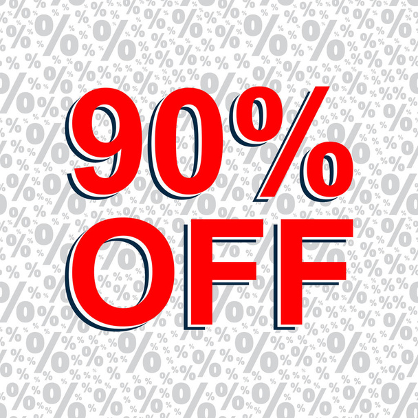 Red sale poster with 90 PERCENT OFF text. Advertising banner - Vector, Image