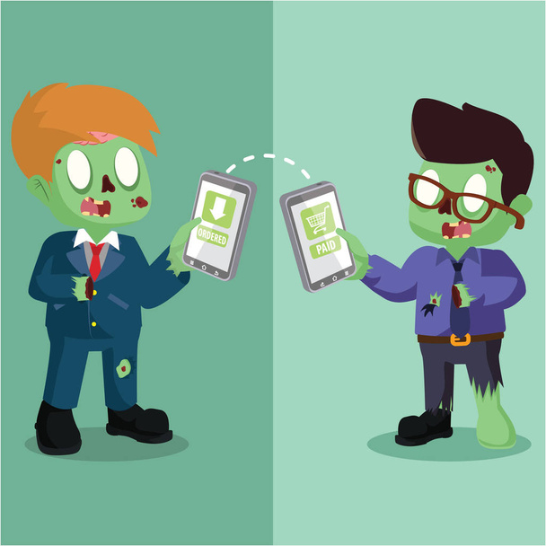 zombie businessman ordering by phone - Vettoriali, immagini