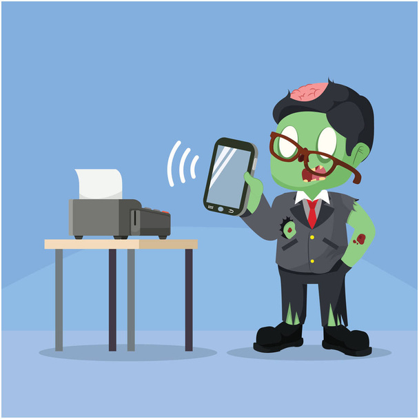 zombie businessman smartphone mobile payment device - Vettoriali, immagini