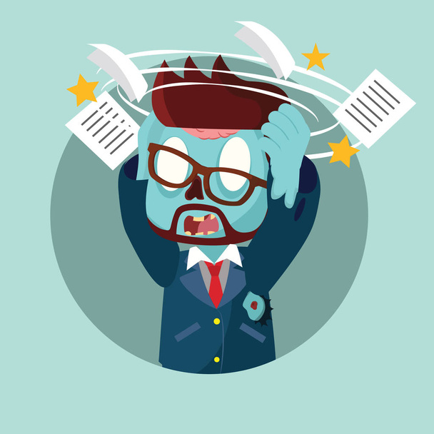 zombie businessman stressed by his work - Vector, imagen