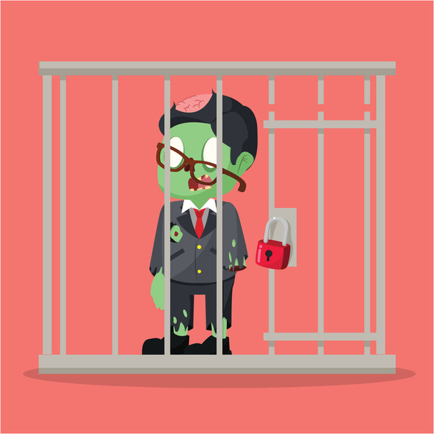 zombie businessman getting jailed - Вектор,изображение