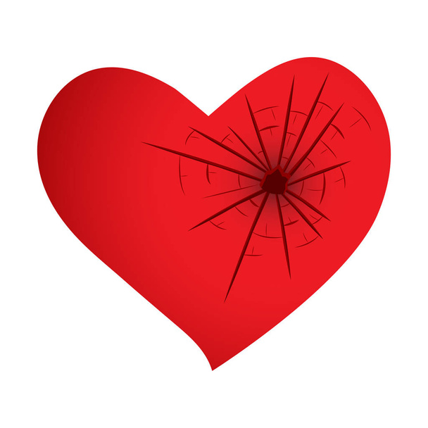 Κόκκινη καρδιά με ραγισμένο τρύπα  - Διάνυσμα, εικόνα