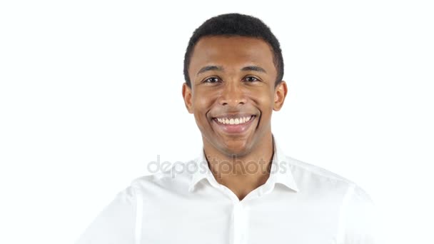 Thumbs Up by Black Man on White Background - Footage, Video