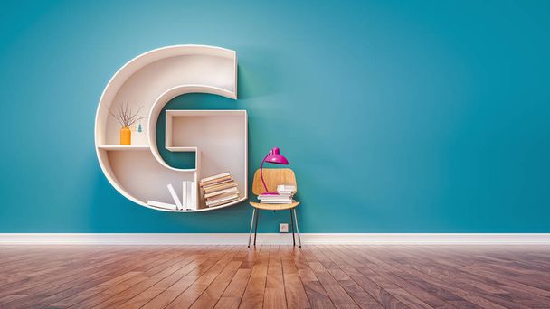 Room for learning The letter G has designed a bookshelf.  - Fotografie, Obrázek
