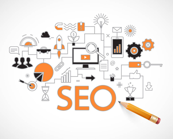 Analytics search information and website SEO optimization - Vector, Image