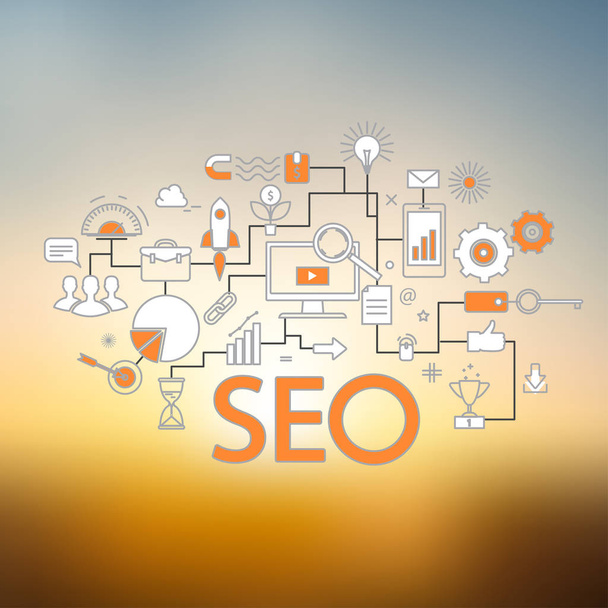 Analytics search information and website SEO optimization - Vector, Image