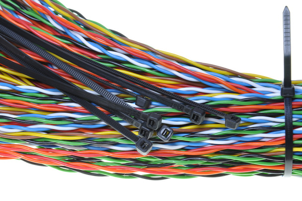 Cables connected by cable ties - Photo, Image