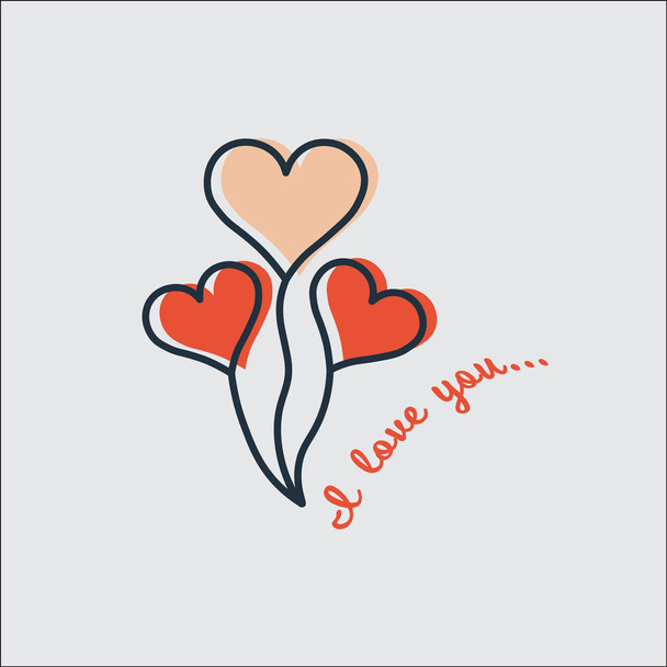 heart shape with text I love you - Vector, afbeelding