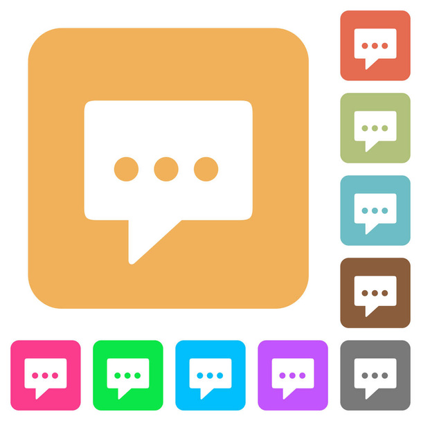 Működő chat lekerekített négyzet alakú lapos ikonok - Vektor, kép