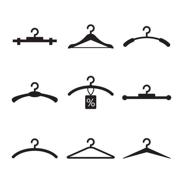 Black Clothes Hanger Icon on White Background - Vector, Image